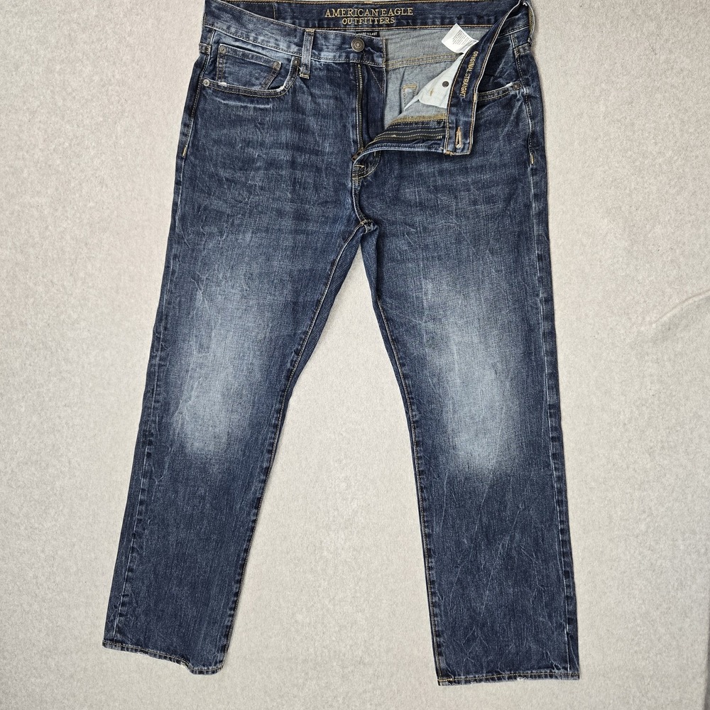 American Eagle Outfitters Men Jeans 34X32 Blue Denim Original Straight 29"